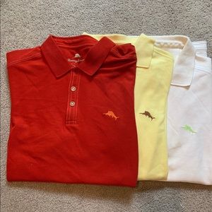 Three men’s Tommy Bahama Gold Shirts, size Large